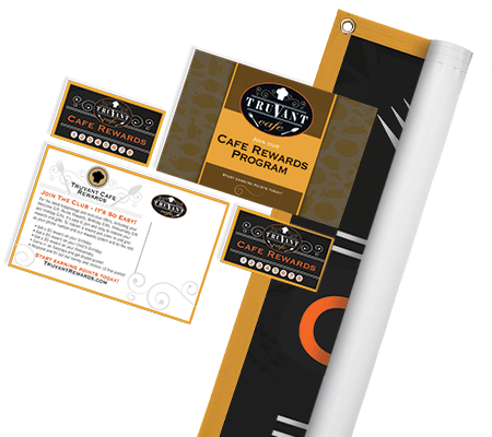 Printed vinyl banners, referral cards